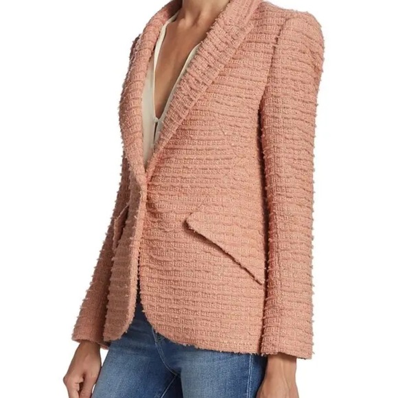 L'Agence Chamberlain Metallic Tweed Blazer Dusty Rose - Picture 6 of 11